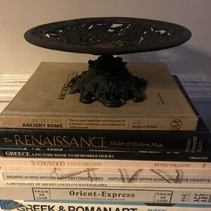 Cast Iron Tazza Pedestal Bowl with Greek Roman Mythological Motif | Neoclassical